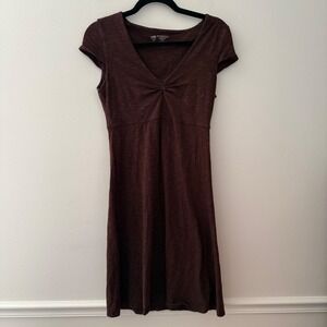 Horny Toad Brown Twist Front V Neck Short Sleeve Casual Dress Size S